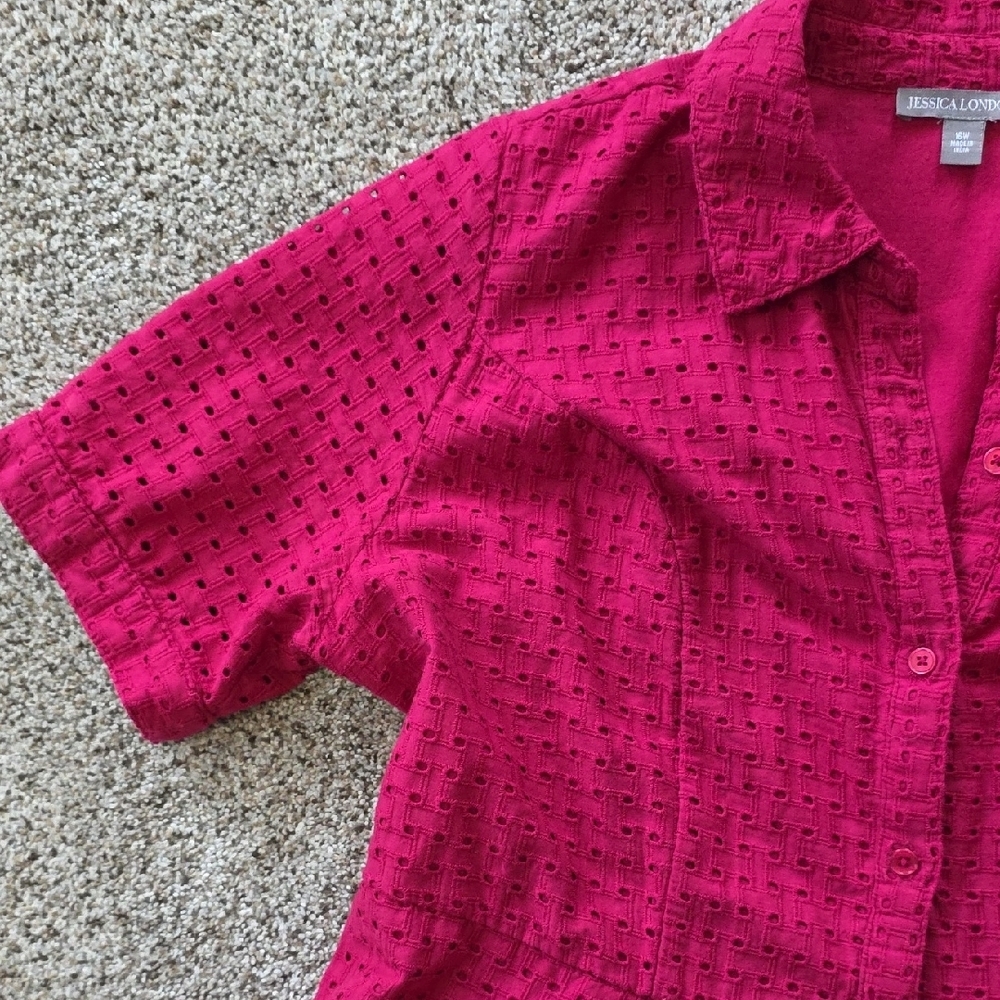Jessica London Fuchsia Button-Down Midi Dress - Picture 4 of 7